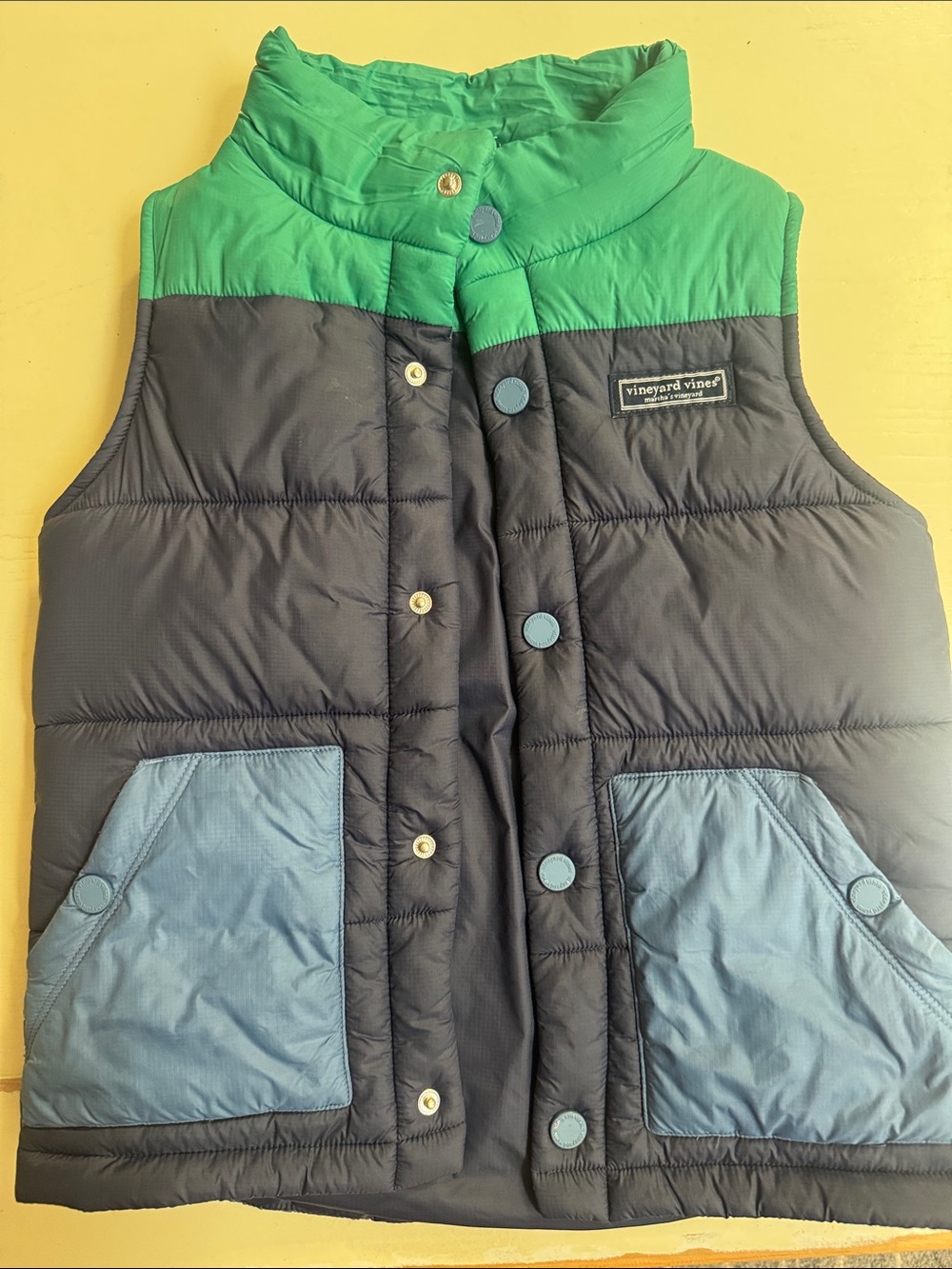 Vineyard Vines Kids Green, Navy & Light Blue Puffer Vest